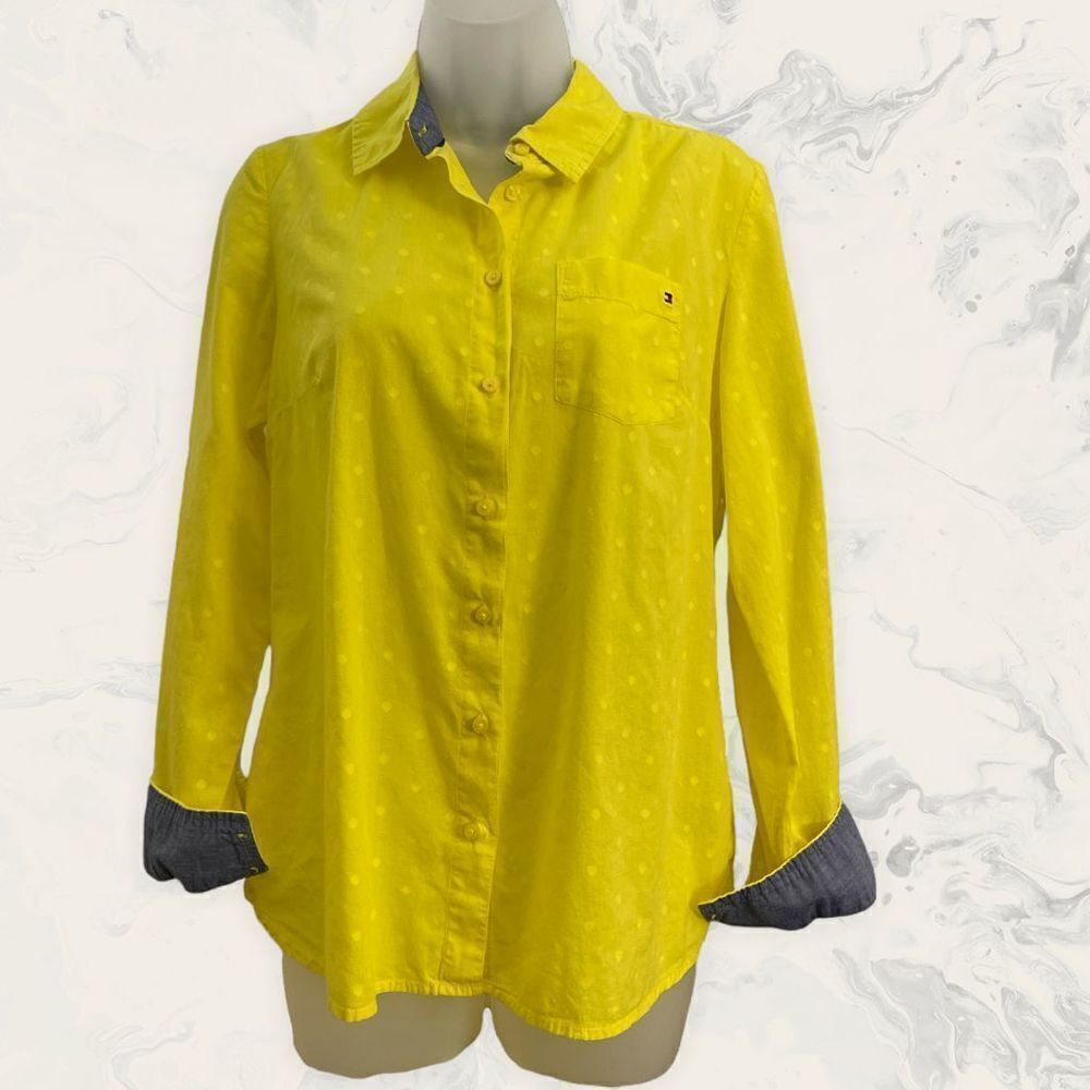 Tommy Hilfiger Classic Fit Yellow Long Sleeve Shirt - Size M - Yellow